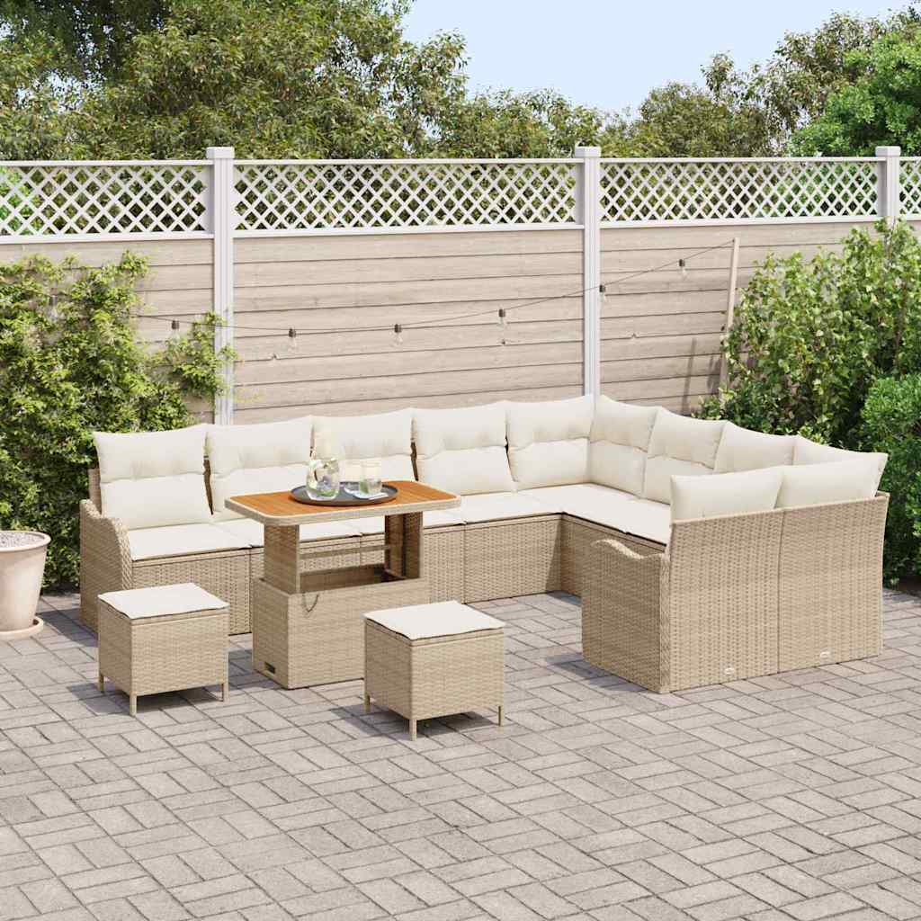 Havesofa Sæt 12 stk. Beige polyrattan