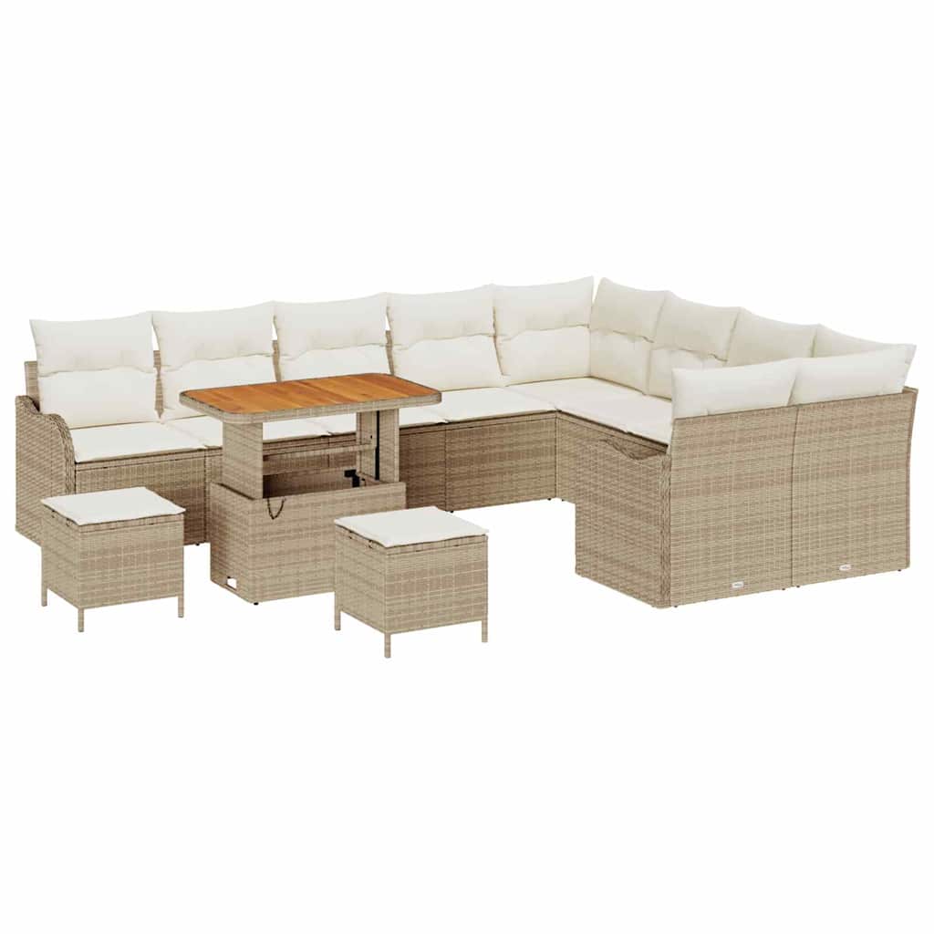 Havesofa Sæt 12 stk. Beige polyrattan