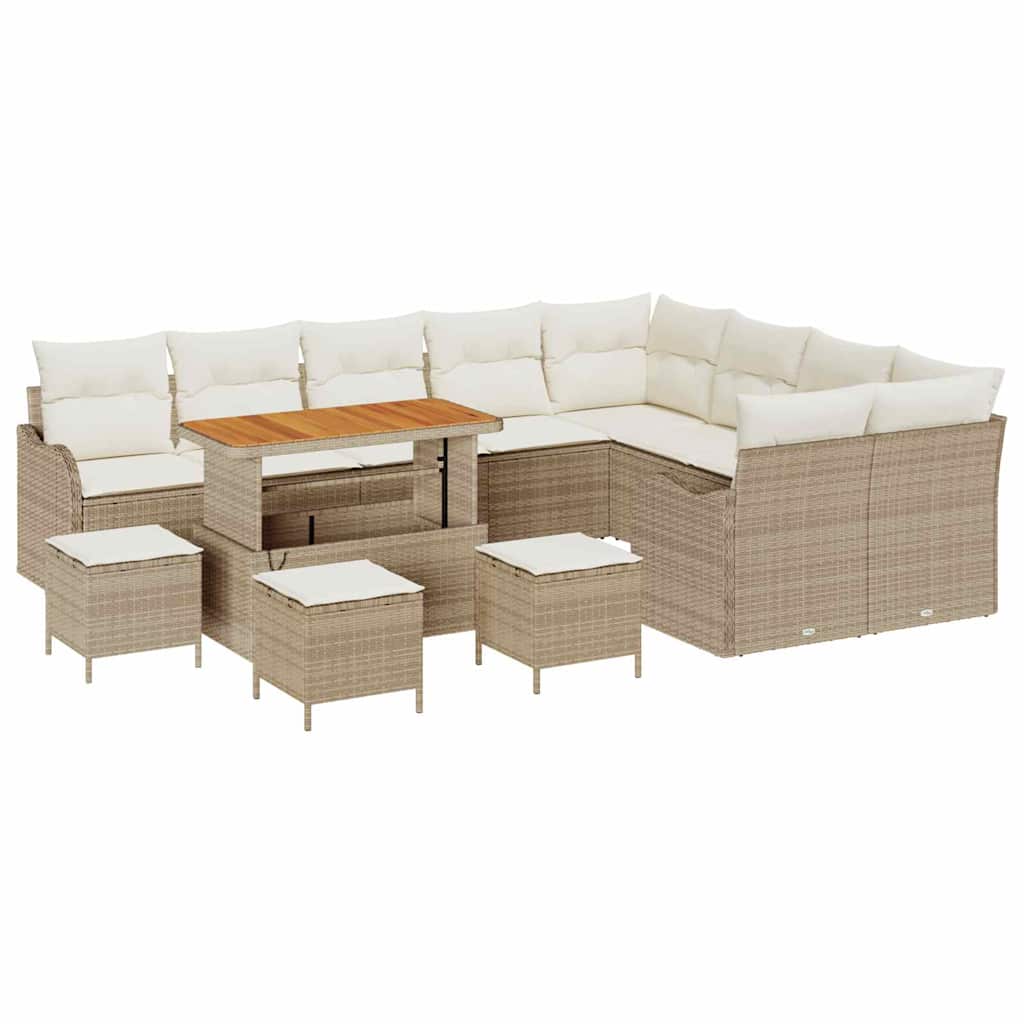 Havesofa Sæt 13 stk. Beige polyrattan