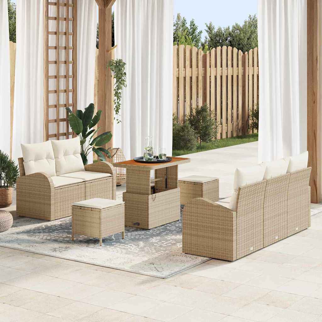 Havesofa Sæt 8 stk. Beige polyrattan