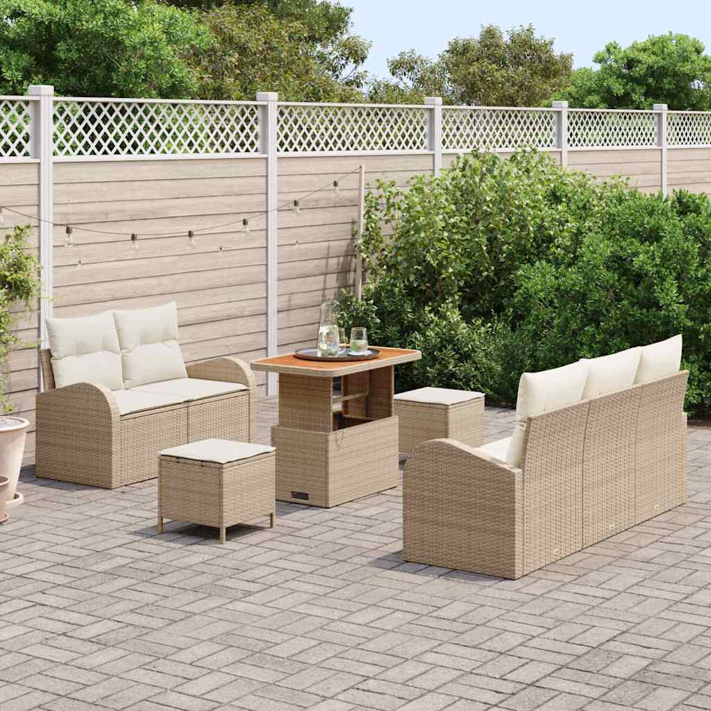 Havesofa Sæt 8 stk. Beige polyrattan