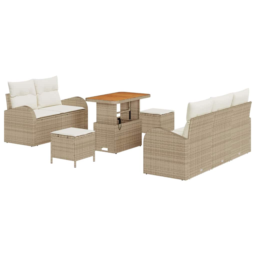 Havesofa Sæt 8 stk. Beige polyrattan