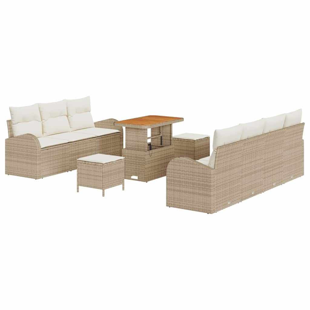 Havesofa Sæt 10 stk. Beige polyrattan