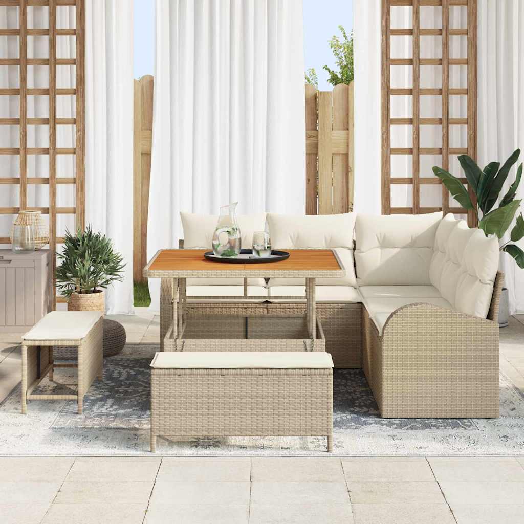 Havesofa Sæt 8 stk. Beige polyrattan