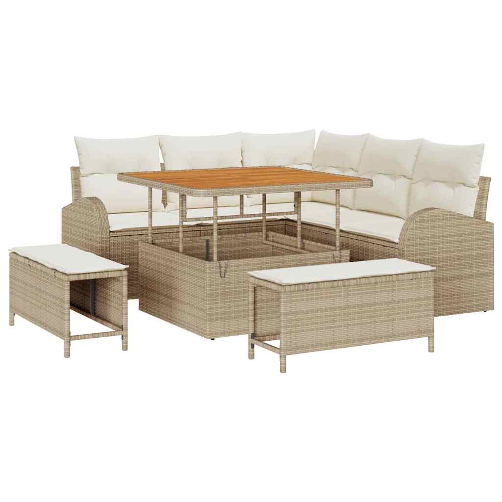 Havesofa Sæt 8 stk. Beige polyrattan