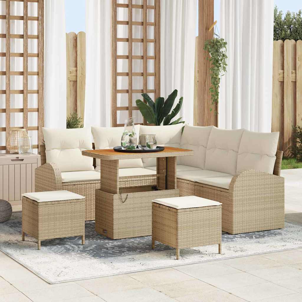 Havesofa Sæt 8 stk. Beige polyrattan