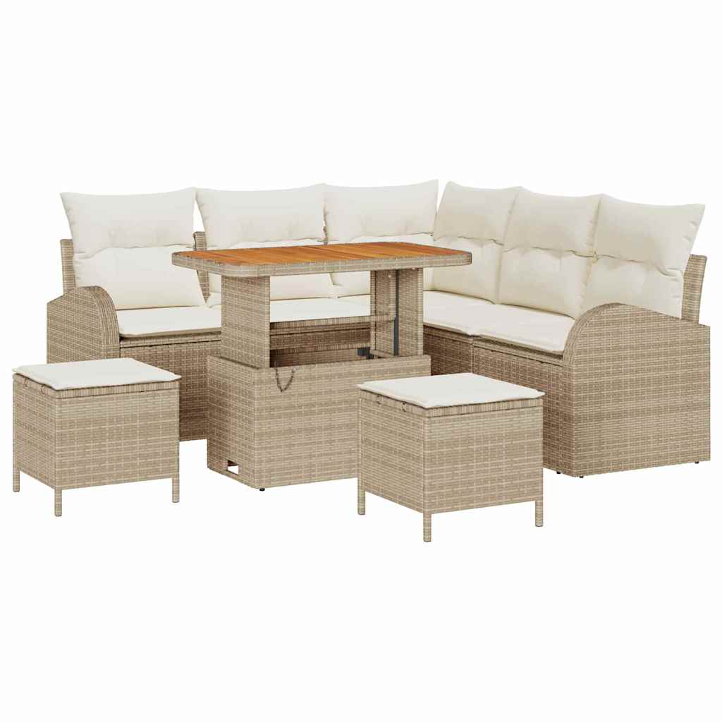 Havesofa Sæt 8 stk. Beige polyrattan