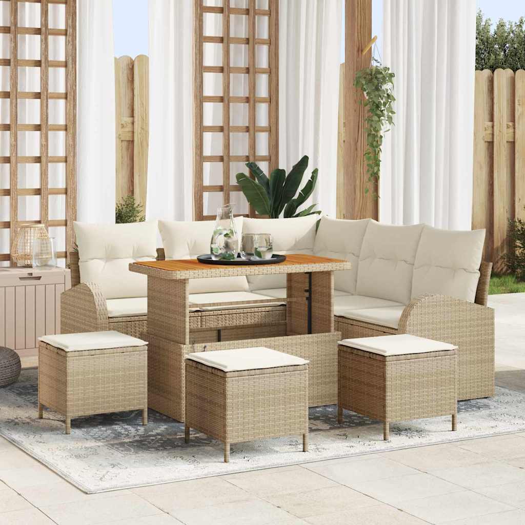 Havesofa Sæt 9 stk. Beige polyrattan