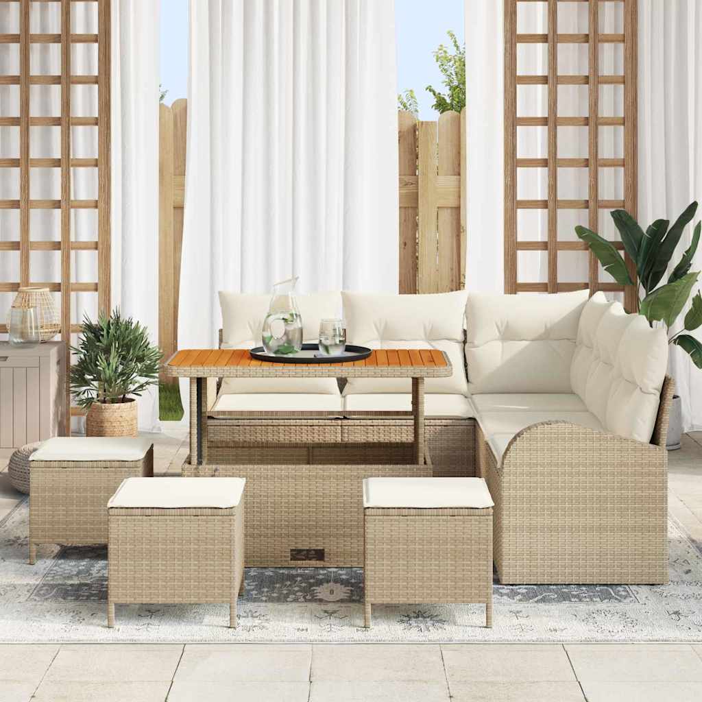 Havesofa Sæt 9 stk. Beige polyrattan