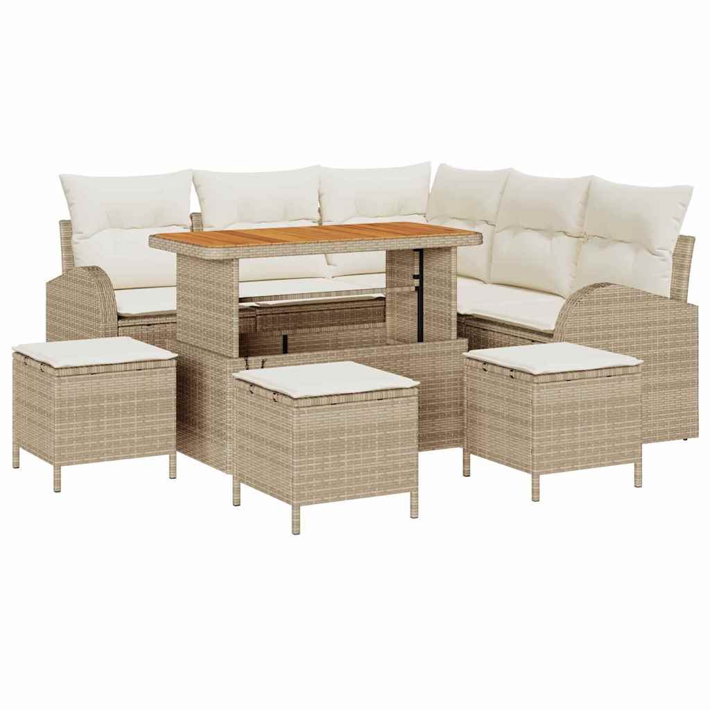 Havesofa Sæt 9 stk. Beige polyrattan