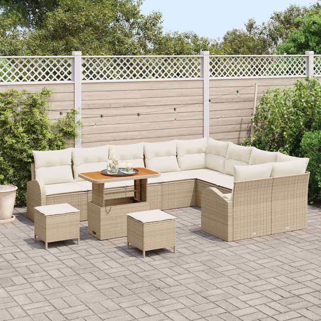 Havesofa Sæt 12 stk. Beige polyrattan