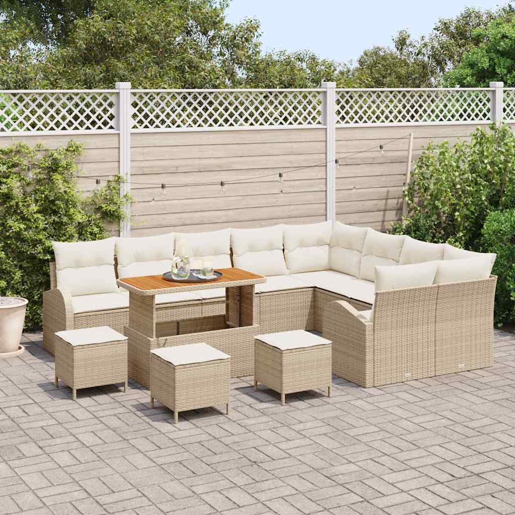 Havesofa Sæt 13 stk. Beige polyrattan