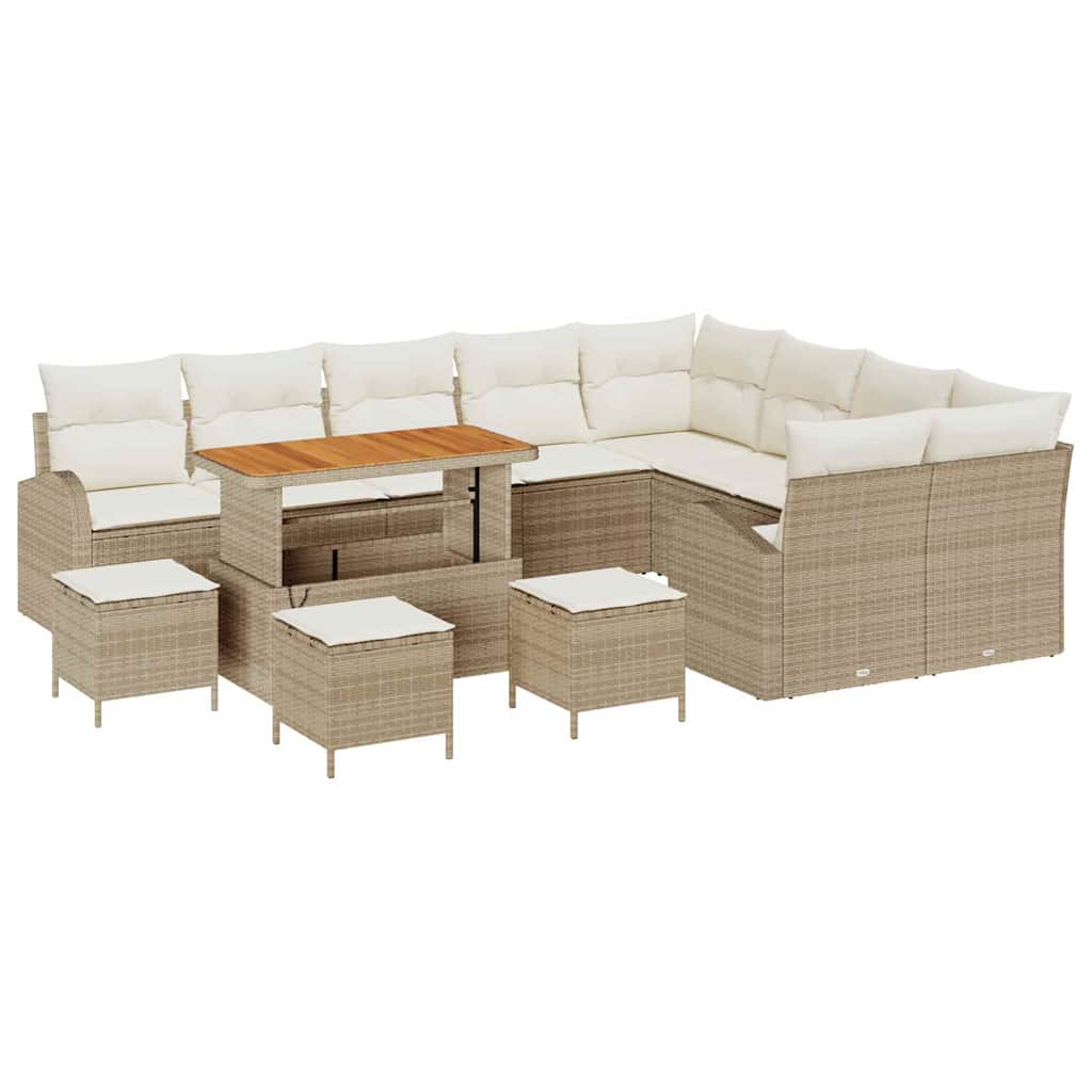 Havesofa Sæt 13 stk. Beige polyrattan