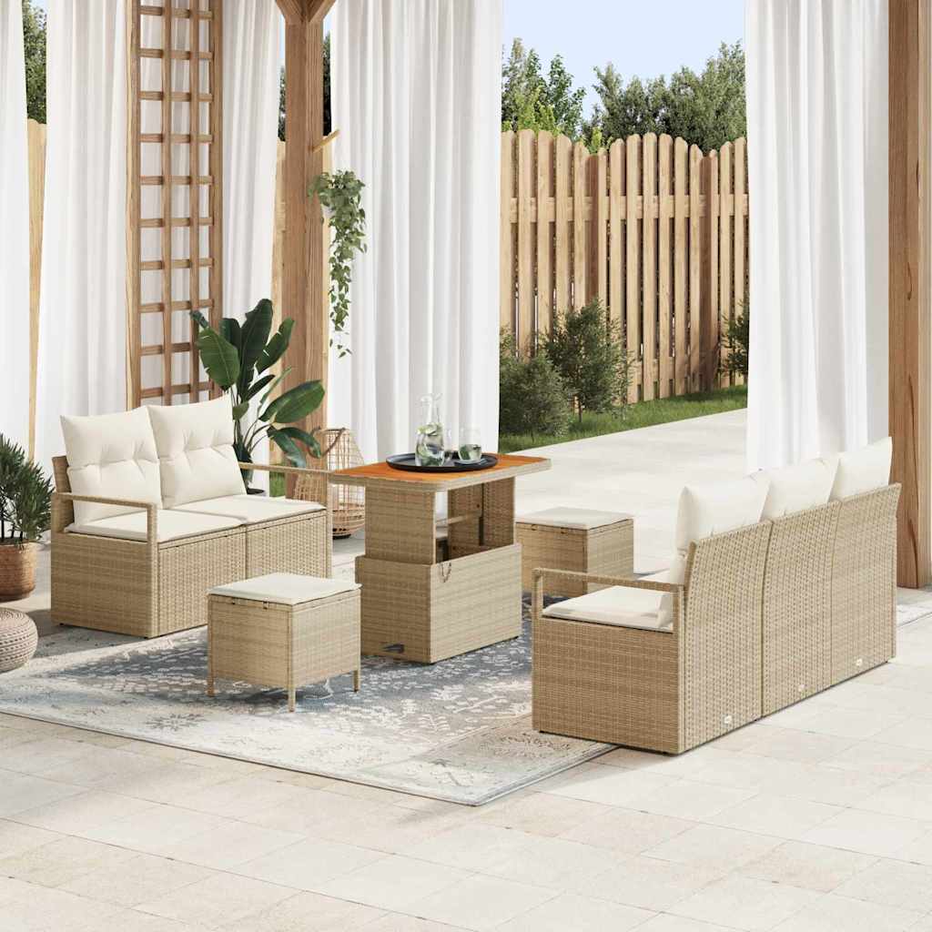 Havesofa Sæt 8 stk. Beige polyrattan