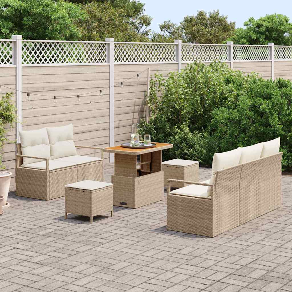 Havesofa Sæt 8 stk. Beige polyrattan