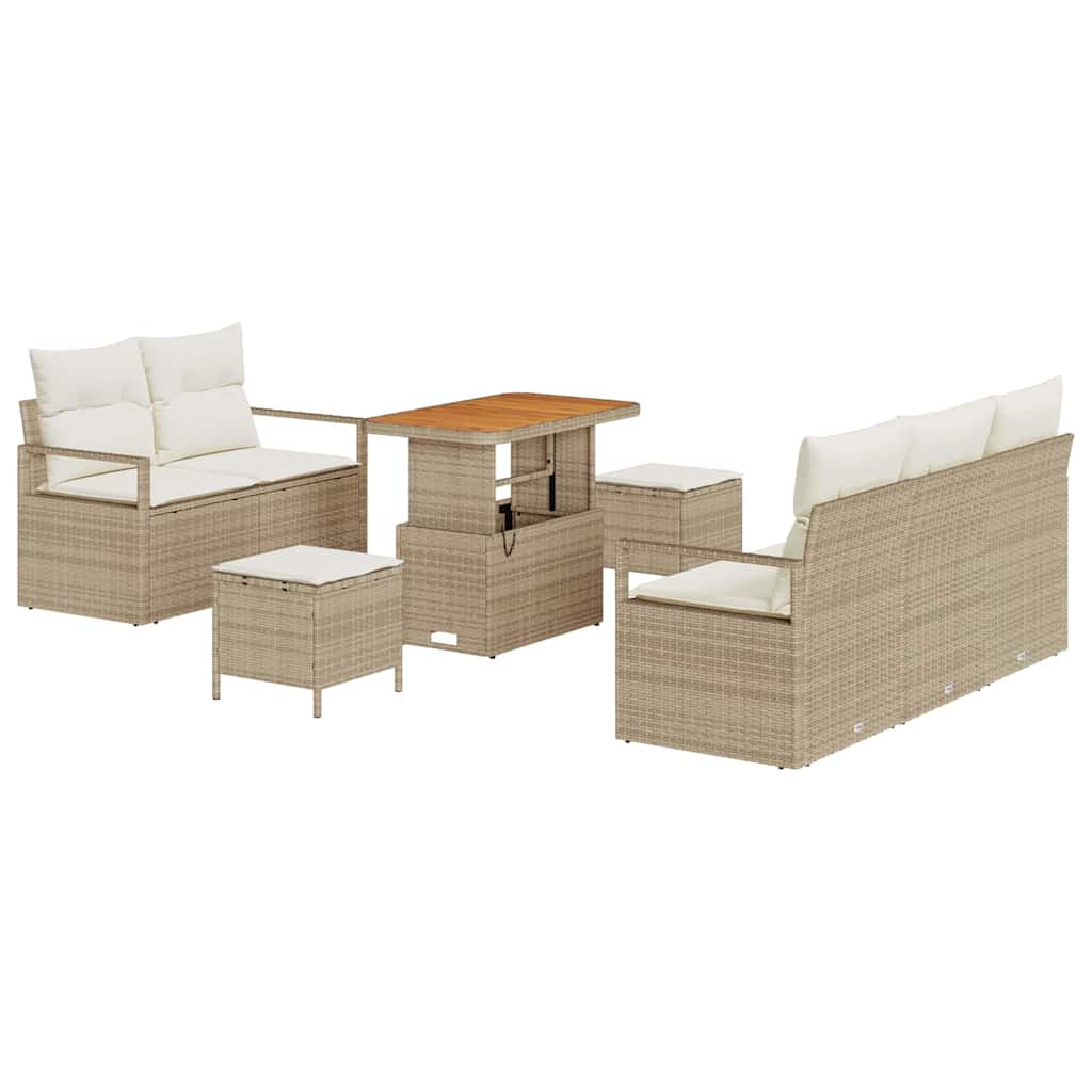 Havesofa Sæt 8 stk. Beige polyrattan