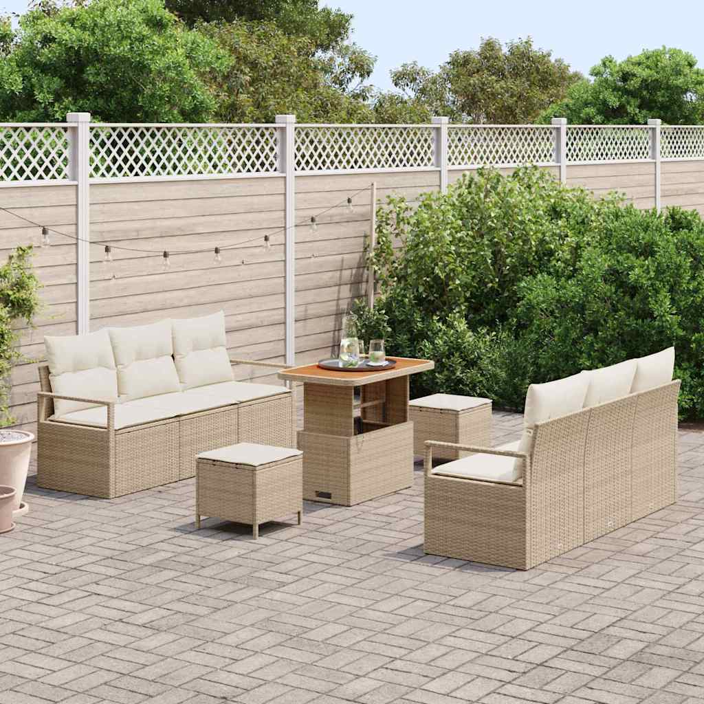 Havesofa Sæt 9 stk. Beige polyrattan