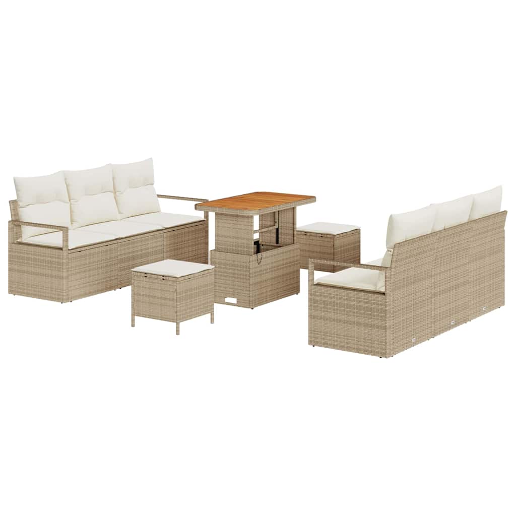 Havesofa Sæt 9 stk. Beige polyrattan