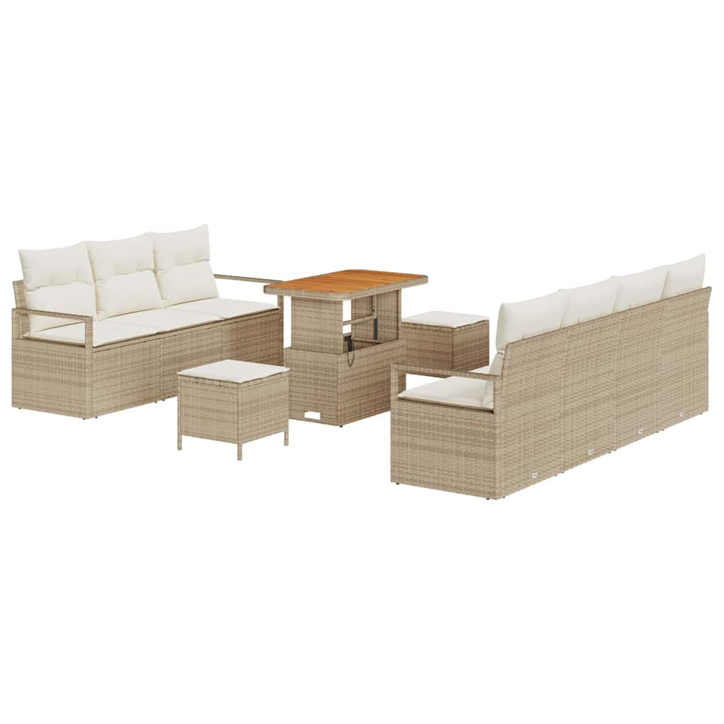 Havesofa Sæt 10 stk. Beige polyrattan