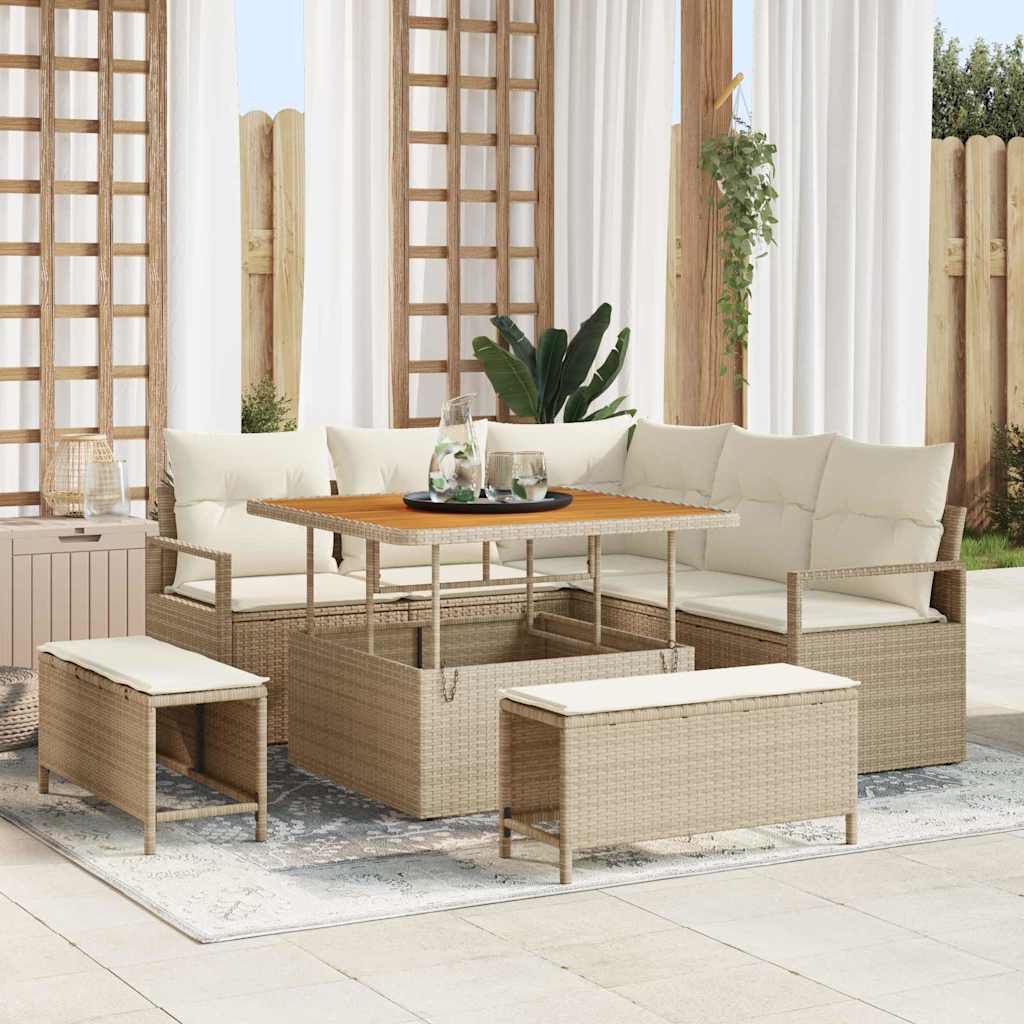Havesofa Sæt 8 stk. Beige polyrattan