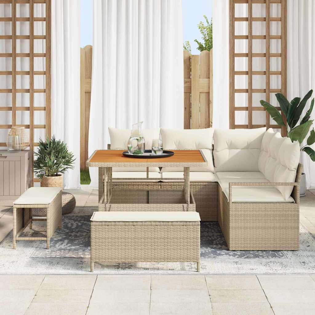 Havesofa Sæt 8 stk. Beige polyrattan