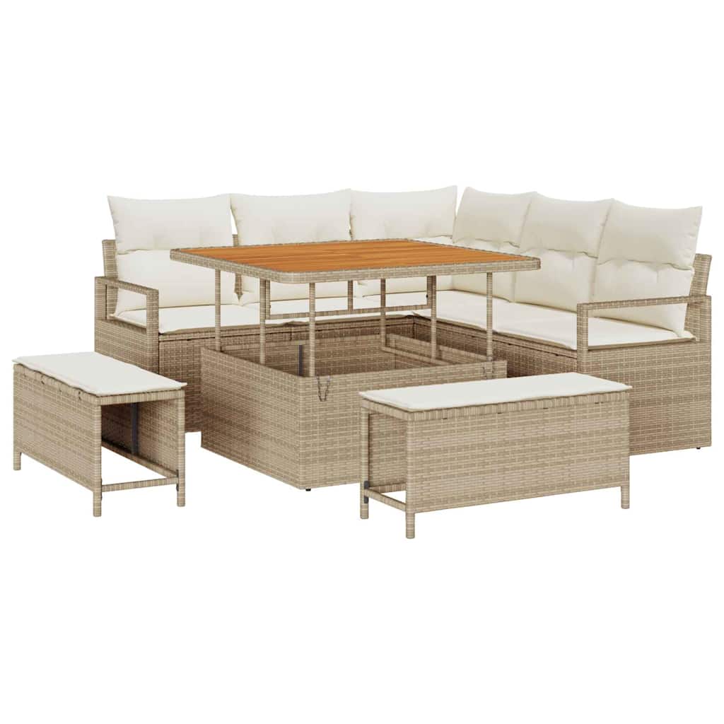 Havesofa Sæt 8 stk. Beige polyrattan