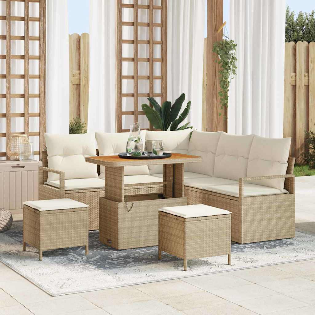 Havesofa Sæt 8 stk. Beige polyrattan