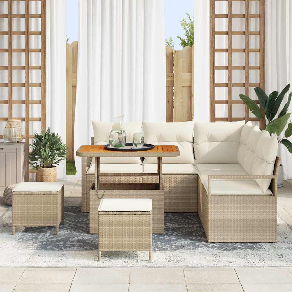 Havesofa Sæt 8 stk. Beige polyrattan