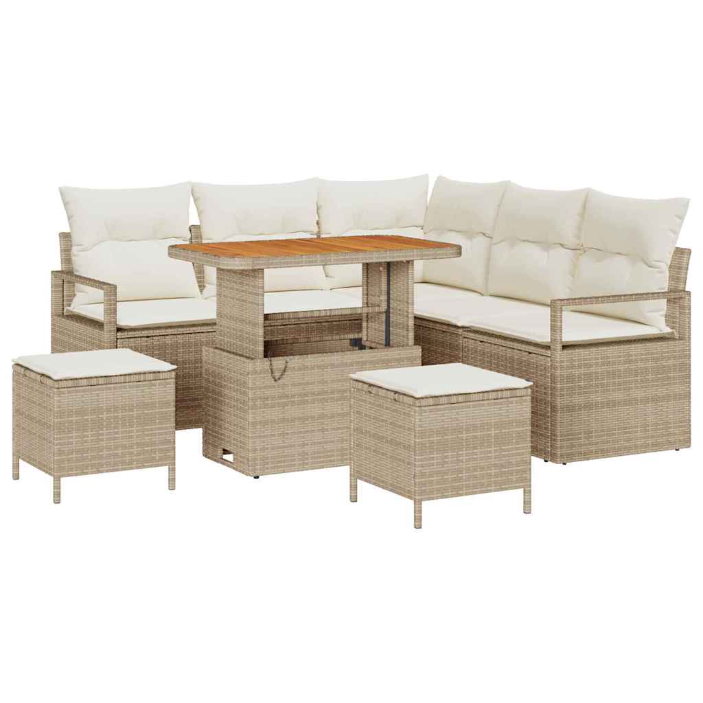 Havesofa Sæt 8 stk. Beige polyrattan
