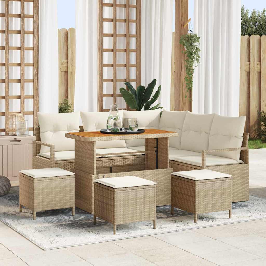 Havesofa Sæt 9 stk. Beige polyrattan