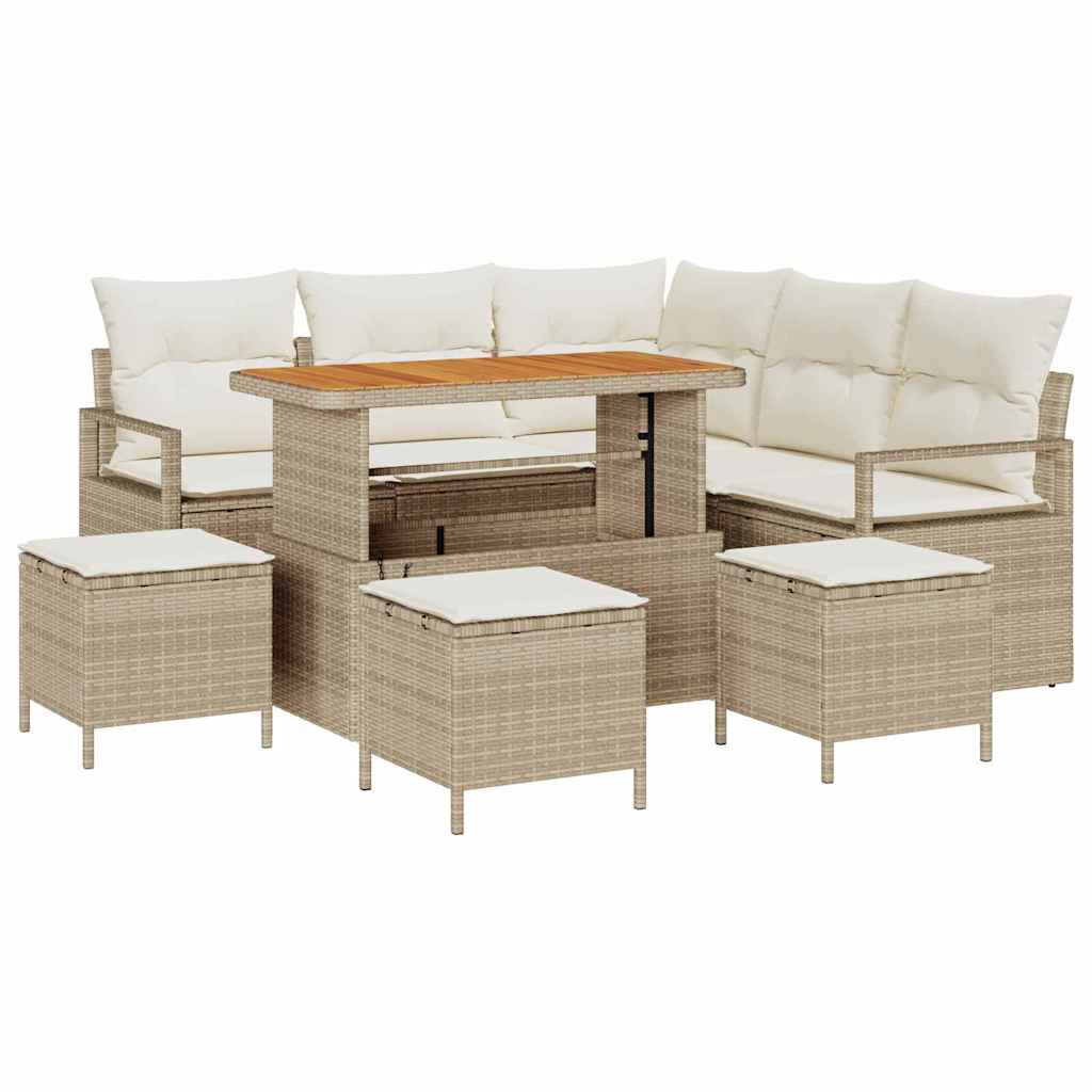 Havesofa Sæt 9 stk. Beige polyrattan