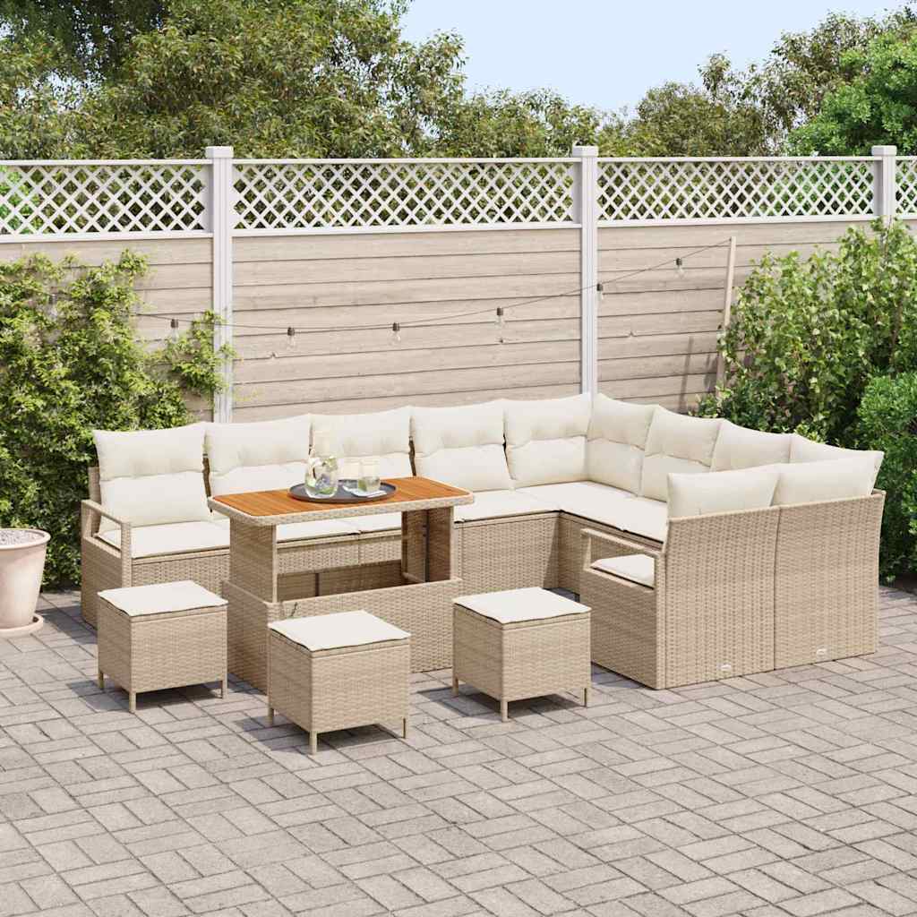 Havesofa Sæt 13 stk. Beige polyrattan