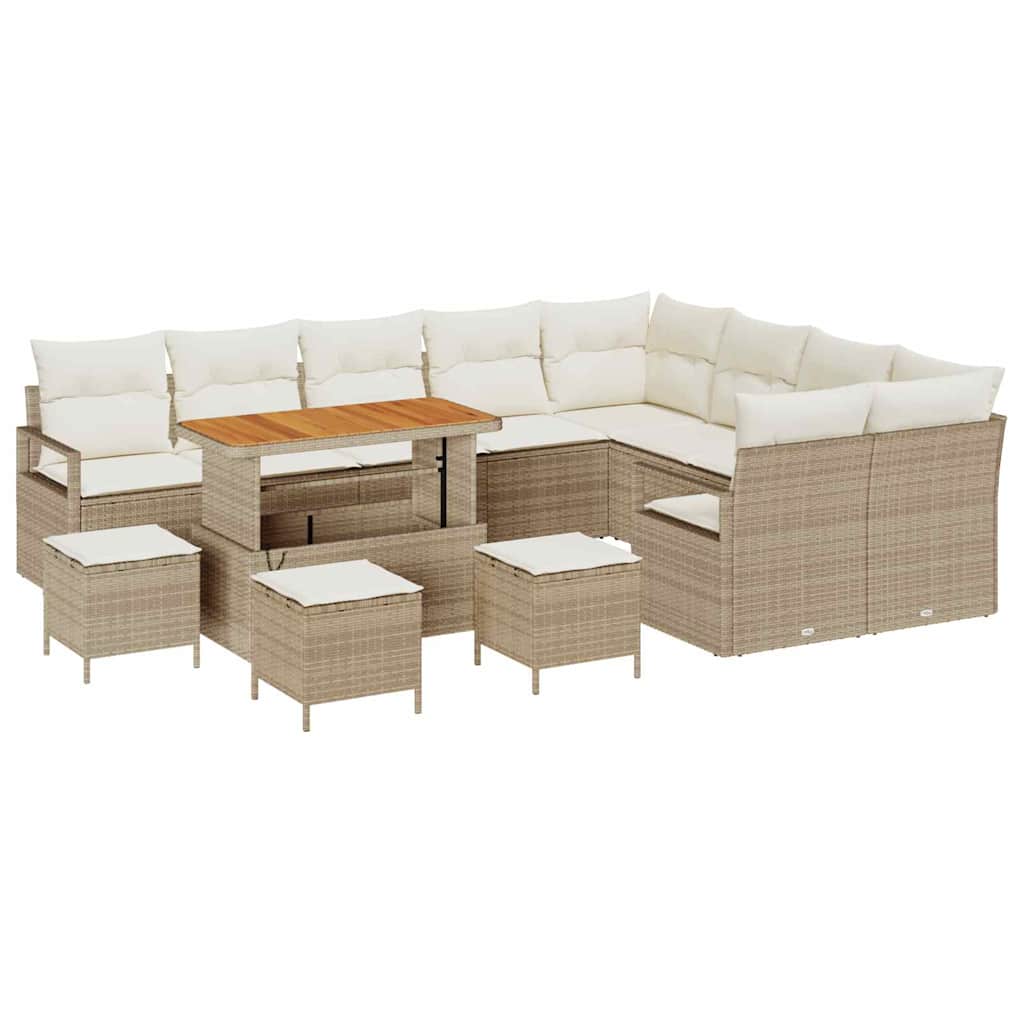 Havesofa Sæt 13 stk. Beige polyrattan