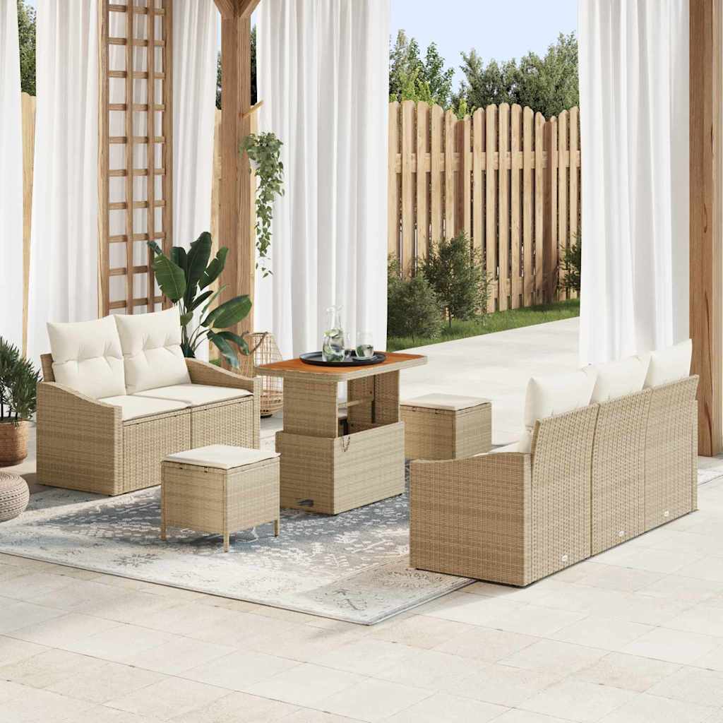 Havesofa Sæt 8 stk. Beige polyrattan