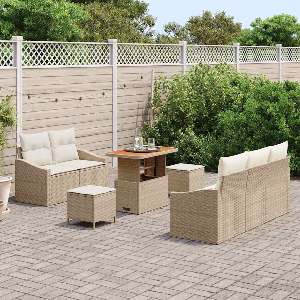 Havesofa Sæt 8 stk. Beige polyrattan