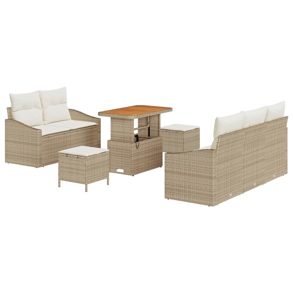 Havesofa Sæt 8 stk. Beige polyrattan