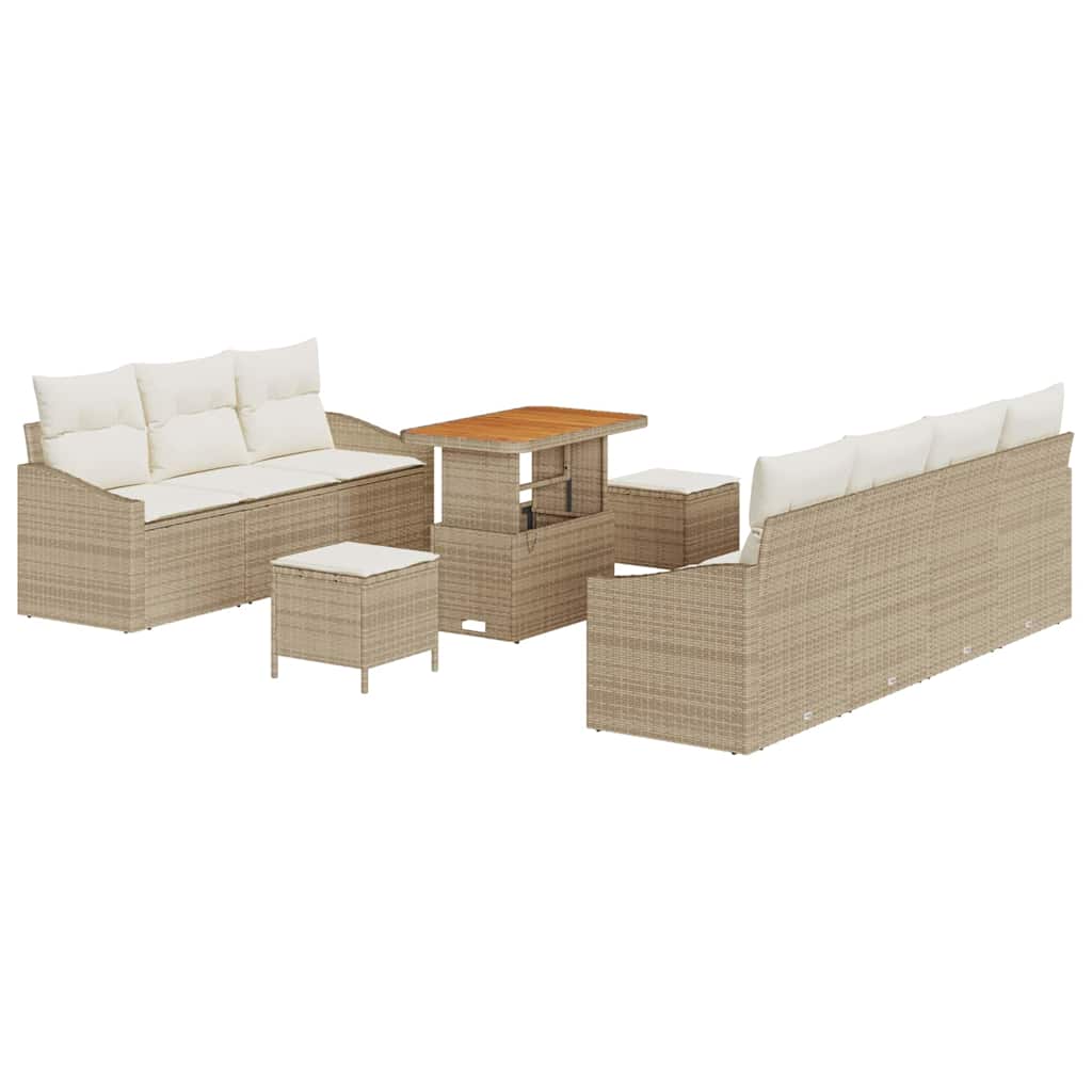 Havesofa Sæt 10 stk. Beige polyrattan