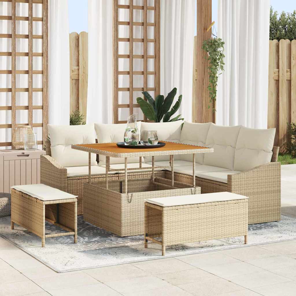 Havesofa Sæt 8 stk. Beige polyrattan