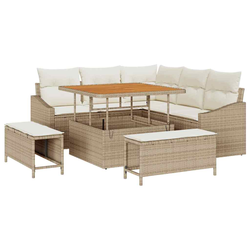 Havesofa Sæt 8 stk. Beige polyrattan