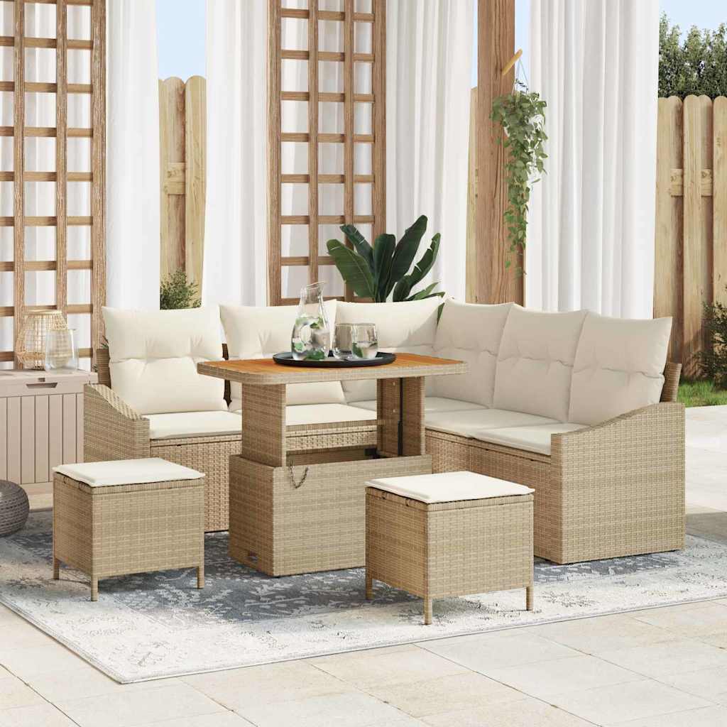 Havesofa Sæt 8 stk. Beige polyrattan
