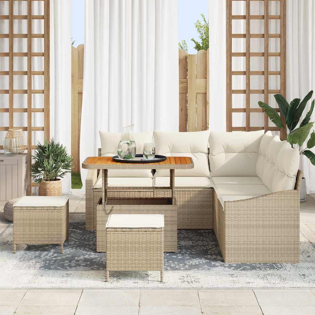 Havesofa Sæt 8 stk. Beige polyrattan