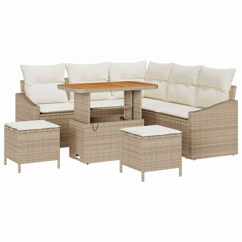 Havesofa Sæt 8 stk. Beige polyrattan
