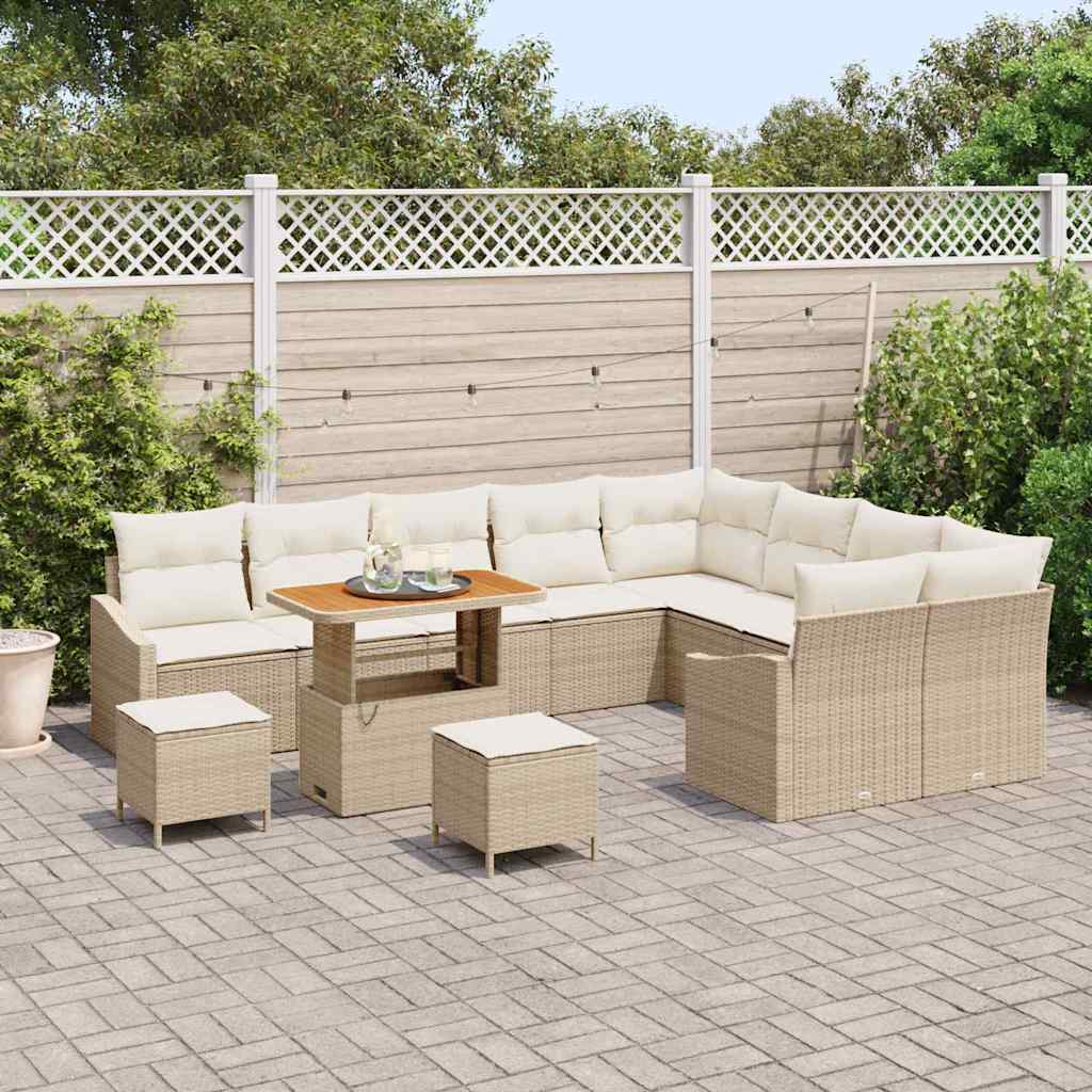 Havesofa Sæt 12 stk. Beige polyrattan