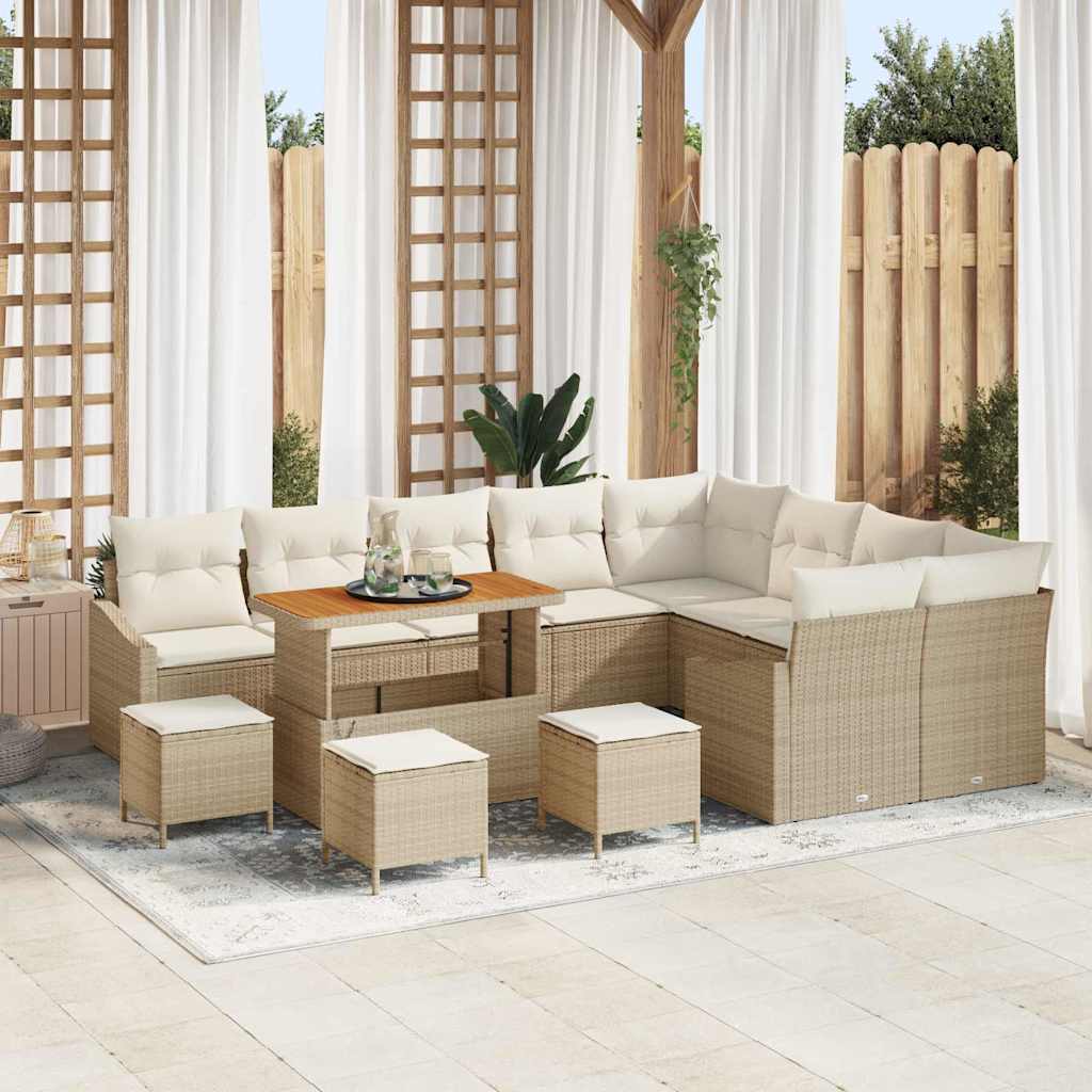 Havesofa Sæt 13 stk. Beige polyrattan
