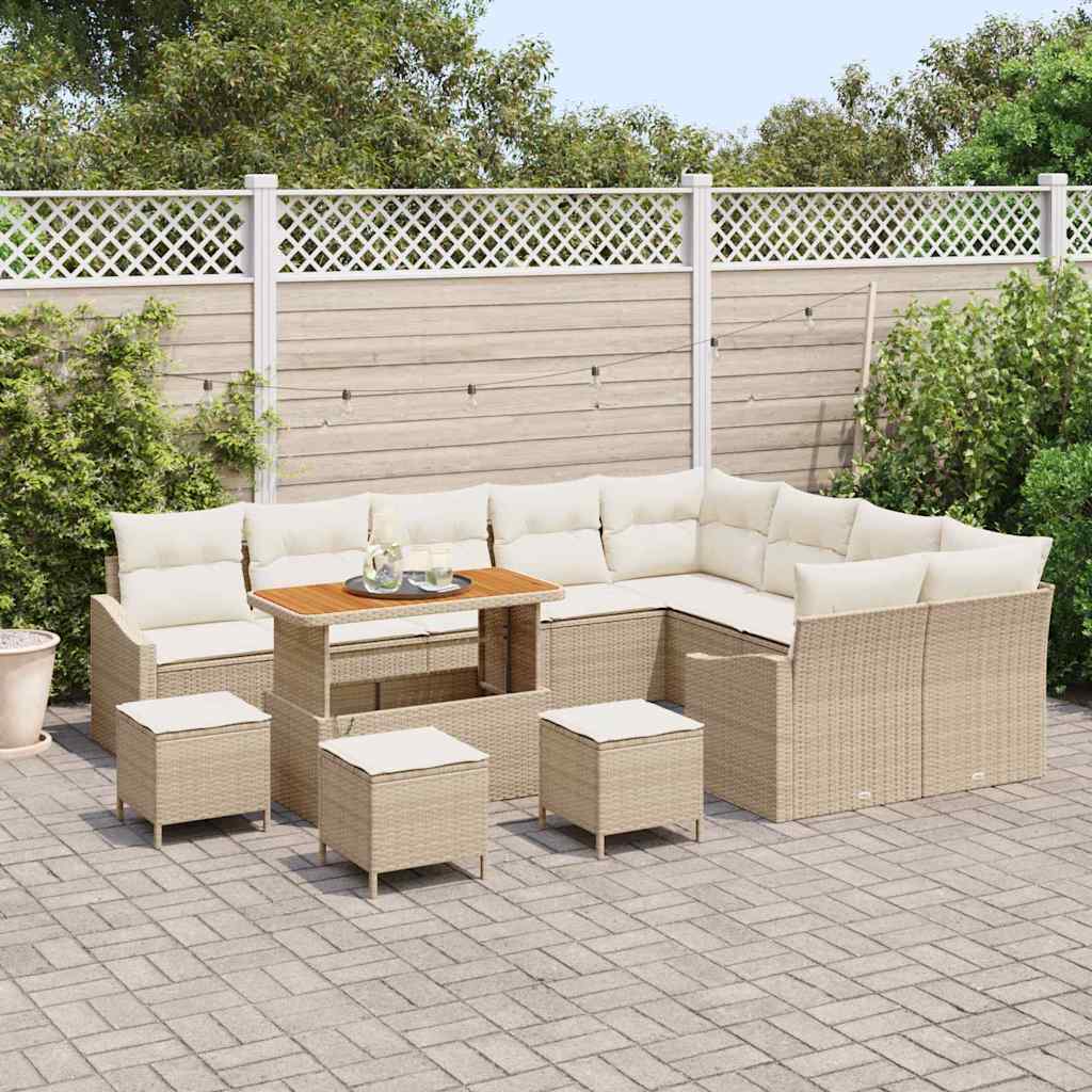 Havesofa Sæt 13 stk. Beige polyrattan