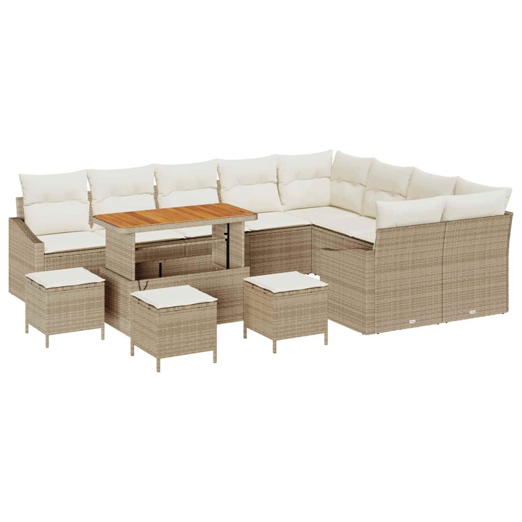 Havesofa Sæt 13 stk. Beige polyrattan