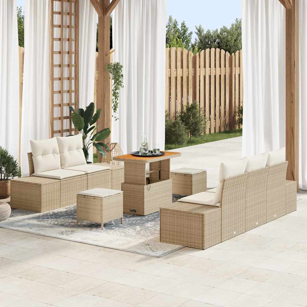 Havesofa Sæt 8 stk. Beige polyrattan