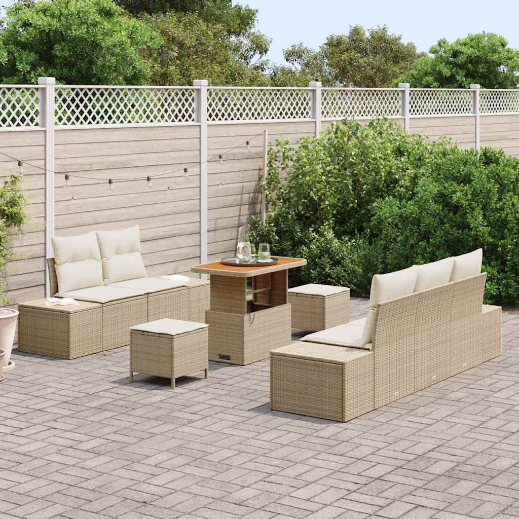 Havesofa Sæt 8 stk. Beige polyrattan