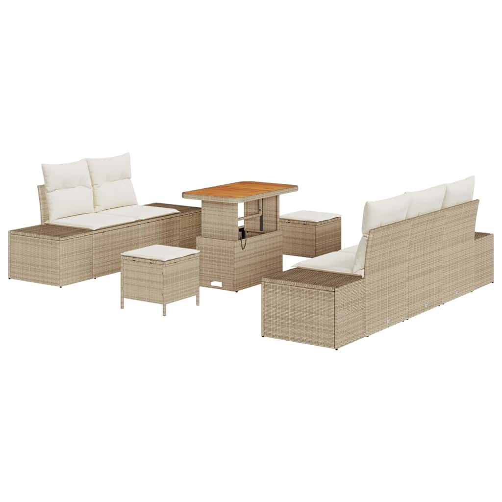 Havesofa Sæt 8 stk. Beige polyrattan