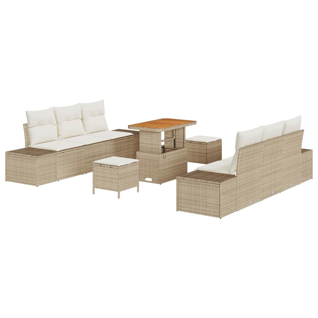 Havesofa Sæt 9 stk. Beige polyrattan